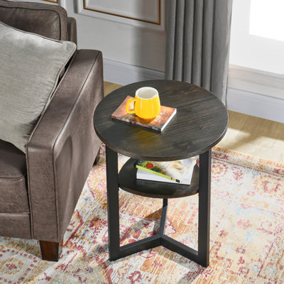 Alandus 24” Tall Round End Table with Storage Shelf by 17 Stories