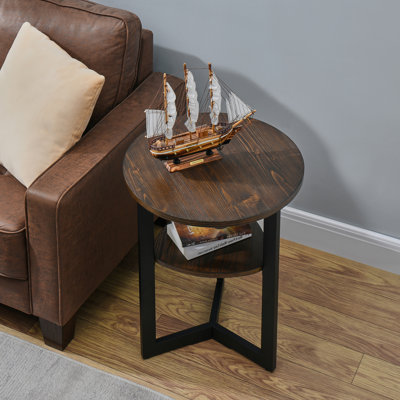 Alandus 24” Tall Round End Table with Storage Shelf by 17 Stories