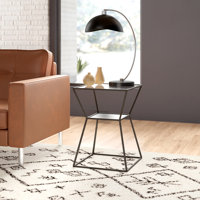 Imane Glass Top Frame End Table with Storage by Ebern Designs