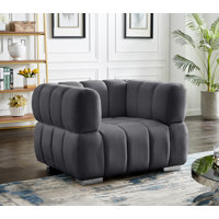 Carlan 46" Wide Tufted Velvet Armchair by Everly Quinn