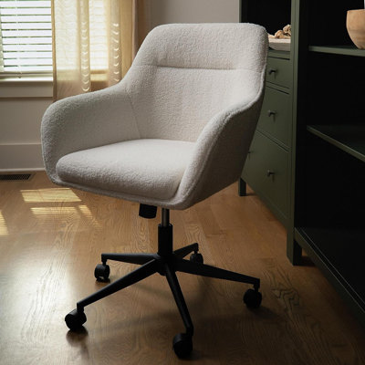 Rayna Mid-Back Swivel Upholstered Modern Desk Chair with Flared Arms by Martha Stewart