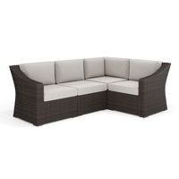 Martha Stewart Bedford Outdoor Modular Rattan Wicker 4-Seat Sectional Sofa With All-Weather Cushions