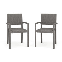 Martha Stewart Bedford 2PK Outdoor Rattan Wicker Stackable Dining Armchairs by Martha Stewart