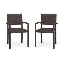 Martha Stewart Bedford 2PK Outdoor Rattan Wicker Stackable Dining Armchairs by Martha Stewart