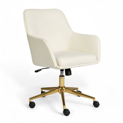 Rayna Upholstered Swivel Home Office Chair with Flared Arms by Martha Stewart
