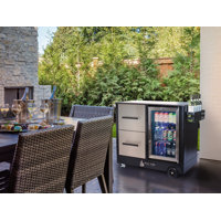 Mont Alpi Large Prep Cart Outdoor Bar Patio Kitchen Island Table Mobile Trolley Barbecue Grill Bar Prep Cart Stand with Ceramic Counter + Wine Holder by Mont Alpi