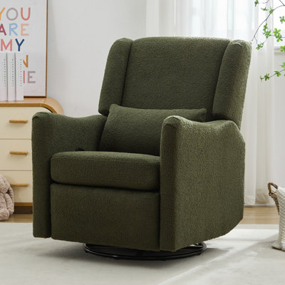 Wide Wingback Swivel Rocker Recliner Chair, Glider Rocker Recliner, Rocking Chair Nursery For Living Room Bedroom Apartment by MSTYLE
