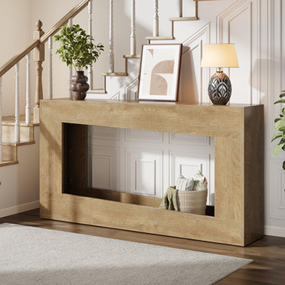 63" Long Wood Console Table With Storage Shelf For Entryway by Vividwood