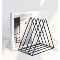 Triangle File Holder,5 Slot Metal Vinyl Record Stand Holder Magazine Newspaper Holder Photography Props For Office Home 1 Pc (Black) by MAXAYA