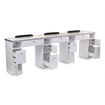 Sonoma Triple Manicure Table, Nail Station with Vent Pipes by MAYAKOBA
