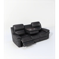 Breathable Power Reclining Sofa with Drop Down Table,USB Button and Wireless Charger by Red Barrel Studio
