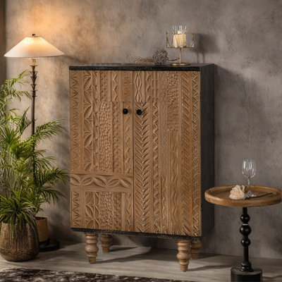 Retro Simple Carved Wooden Accent Cabinet by NICECABINET