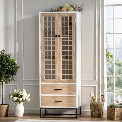 Vintage Distressed Glass Door Bookcase by NICECABINET