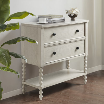 Beckett Spindle Wood 2-Drawer Accent Chest with Lower Shelf by Madison Park Signature