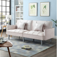 Gladeview 75.6" Velvet Square Arm Sleeper Sofa Bed