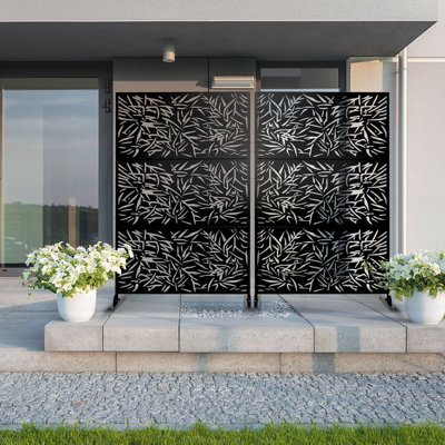 72"H×47"W×16"D Outdoor Metal Privacy Screen Garden Trellis Lattice Panel Fence Panel by Wooakway
