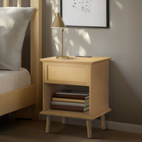 Deletha Rattan Side Table with USB Charging,LED Light & Storage by Bayou Breeze
