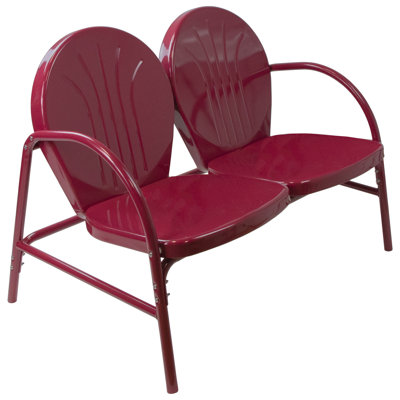 42" Outdoor Retro Tulip Loveseat Mulberry by George Oliver