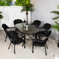 7-Piece Wicker Outdoor Dining Set by Bay Isle Home