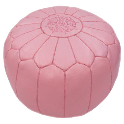 Jorden Leather Pouf in Light Pink