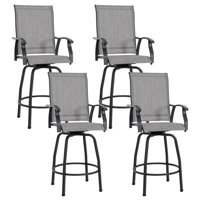 Eeshan Patio Swivel Bar Stools Outdoor High Bistro Stools, All-Weather PVC-coated polyester for Outside, Gray