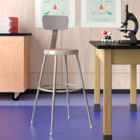 Height Adjustable Heavy Duty Steel Stool With Backrest by National Public Seating