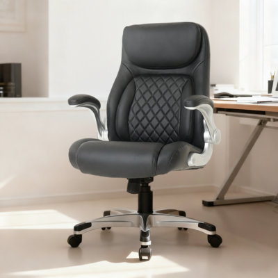 Nouhaus Posture Ergonomic PU Leather Office Chair. Click5 Lumbar Support with FlipAdjust Armrests. Modern Executive Chair and Computer Desk Chair by Nouhaus Inc