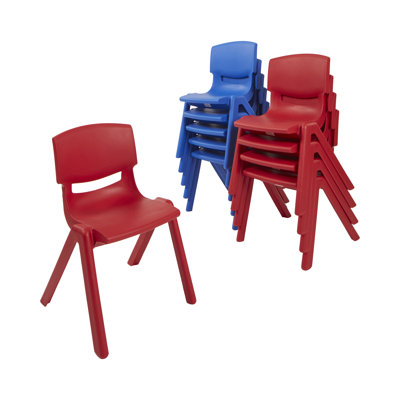 ECR4Kids 12in Plastic School Stack Chair, Classroom Furniture, Red, 10-Piece by ECR4Kids