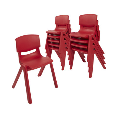 ECR4Kids 12in Plastic School Stack Chair, Classroom Furniture, Red, 10-Piece by ECR4Kids