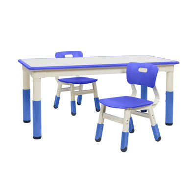 ECR4Kids Dry-Erase Rectangular Activity Table with 2 Chairs, Adjustable, Kids Furniture by ECR4Kids