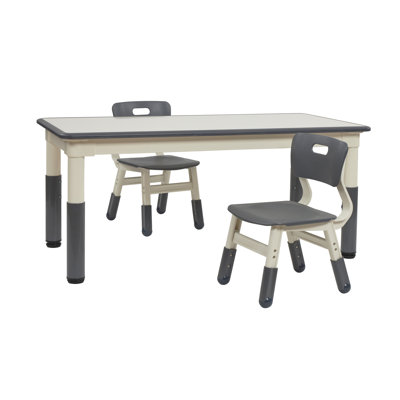 ECR4Kids Dry-Erase Rectangular Activity Table with 2 Chairs, Adjustable, Kids Furniture by ECR4Kids