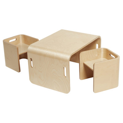 ECR4Kids Premium Bentwood Multipurpose Table and Chair Set, Kids Furniture, Natural, 3-Piece by ECR4Kids