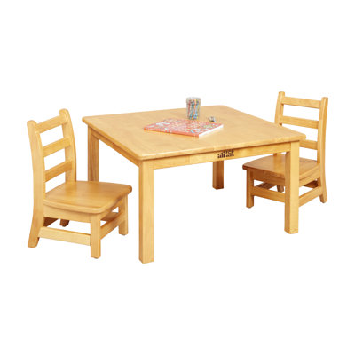 ECR4Kids 30in x 30in Square Hardwood Table with 16in Legs and Two 8in Chairs, Kids Furniture by ECR4Kids