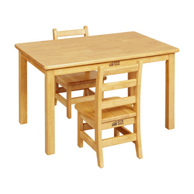 ECR4Kids Rectangular Hardwood Table with Chairs, Kids Furniture, Honey by ECR4Kids