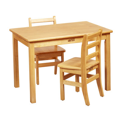 ECR4Kids Rectangular Hardwood Table with Chairs, Kids Furniture, Honey by ECR4Kids