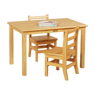 ECR4Kids 24in x 36in Rectangular Hardwood Table and Chair Set, 12in Seat Height, Kids Furniture by ECR4Kids