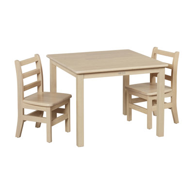 ECR4Kids 30in x 30in Square Hardwood Table and Chair Set, 12in Seat Height, Kids Furniture by ECR4Kids