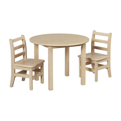 ECR4Kids 30in D Round Hardwood Table and Chair Set, 12in Seat Height, Kids Furniture by ECR4Kids