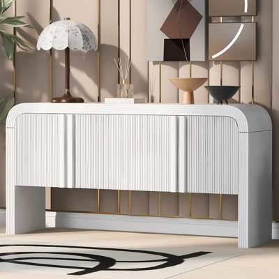 Striped Storage Cabinet With 4 Doors by Ivy Bronx