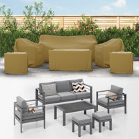 Ketterer Patio Furniture Cover For 7 Seater Aluminum Sofa Set, Water Resistant UV & Weather Resistant Cover For 5 Pieces Outdoor Conversation Set by Freeport Park