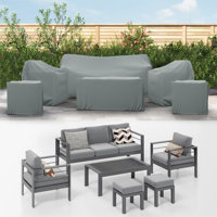 Ketterer Patio Furniture Cover For 7 Seater Aluminum Sofa Set, Water Resistant UV & Weather Resistant Cover For 5 Pieces Outdoor Conversation Set by Freeport Park