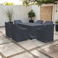 Kiesel Alyah 6-Person Rectangular Outdoor Dining Set Covers, Water-Repellent UV-Resistant Polyester With Sturdy Tie-Downs by Freeport Park
