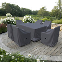 Kinard 6-Person Outdoor Patio Dining Set Covers, 7-Piece Set For Chairs And Table, Water-Repellent UV-Resistant Polyester With Tie-Downs by Freeport Park