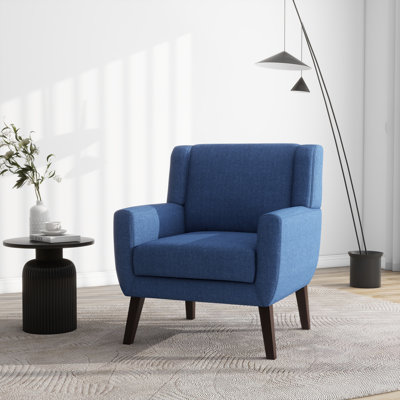 Jaqueze Upholstered Cotton Blend Wide Back Armchair with Solid Wood Leg by Williston Forge