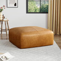 Hustle Square Top-Grain Genuine Italian Leather Ottoman by Pia Ricco