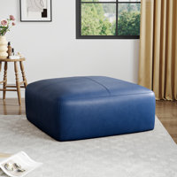Hustle Square Top-Grain Genuine Italian Leather Ottoman by Pia Ricco
