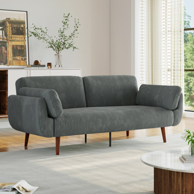 Flared Arm Convertible Corduroy Sleeper Sofa by Pia Ricco