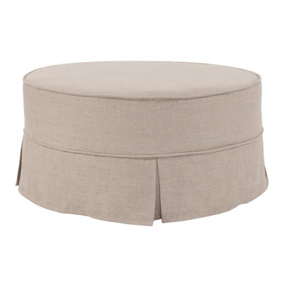 36" 100% Linen Round Solid Color Type Cocktail Ottoman by One Allium Way