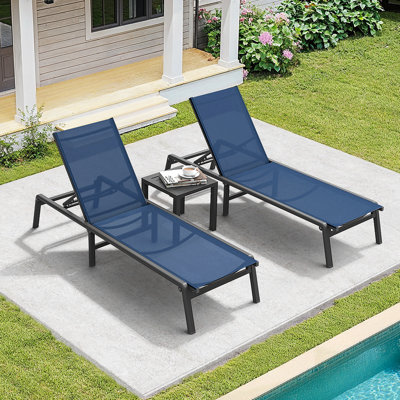 Full Assembled Aluminum Foldable Chaise Lounge Chair With 5 Position Adjustable Backrest