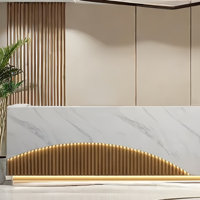 Front Desk Writing Desk with LED Light Effect - Ideal for Salons and Stores by OX Art Reception Desk